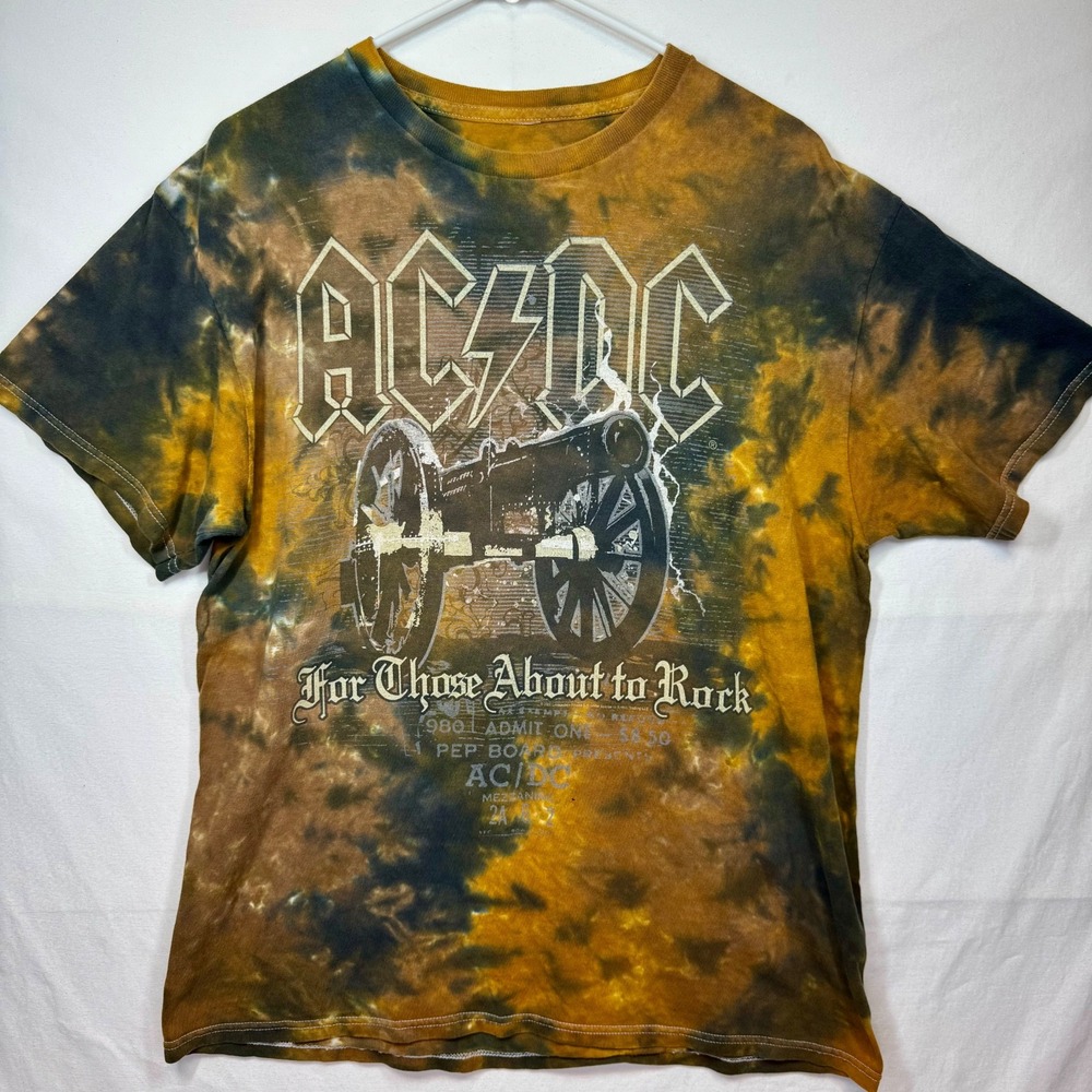 AC/DC For Those About to Rock Tie‎ Dye Graphic Print T-Shirt Men's Sz LG No Tag